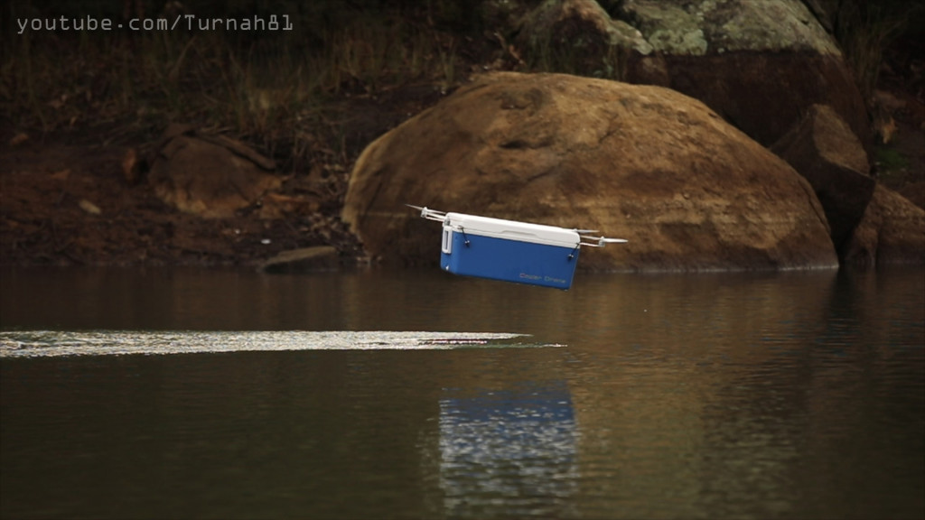 Cooler Drone at speed over water