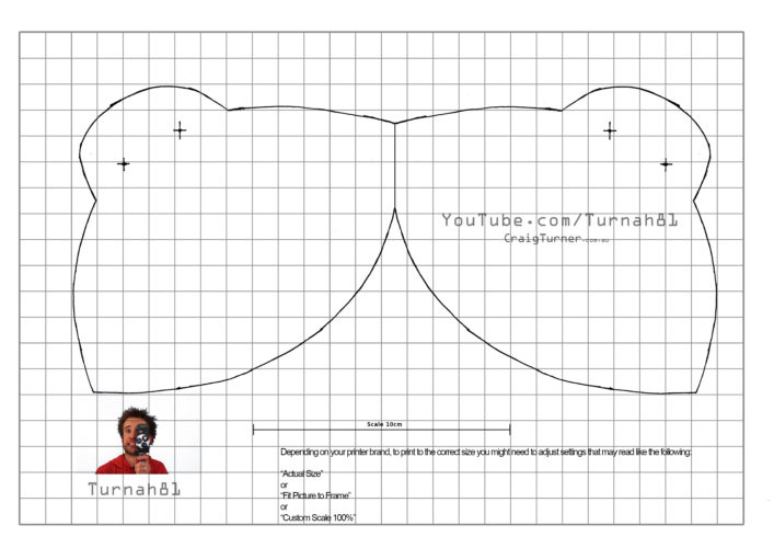 Face Mask Template- Turnah81- Flat Fold N95- With Grid | Craig Turner